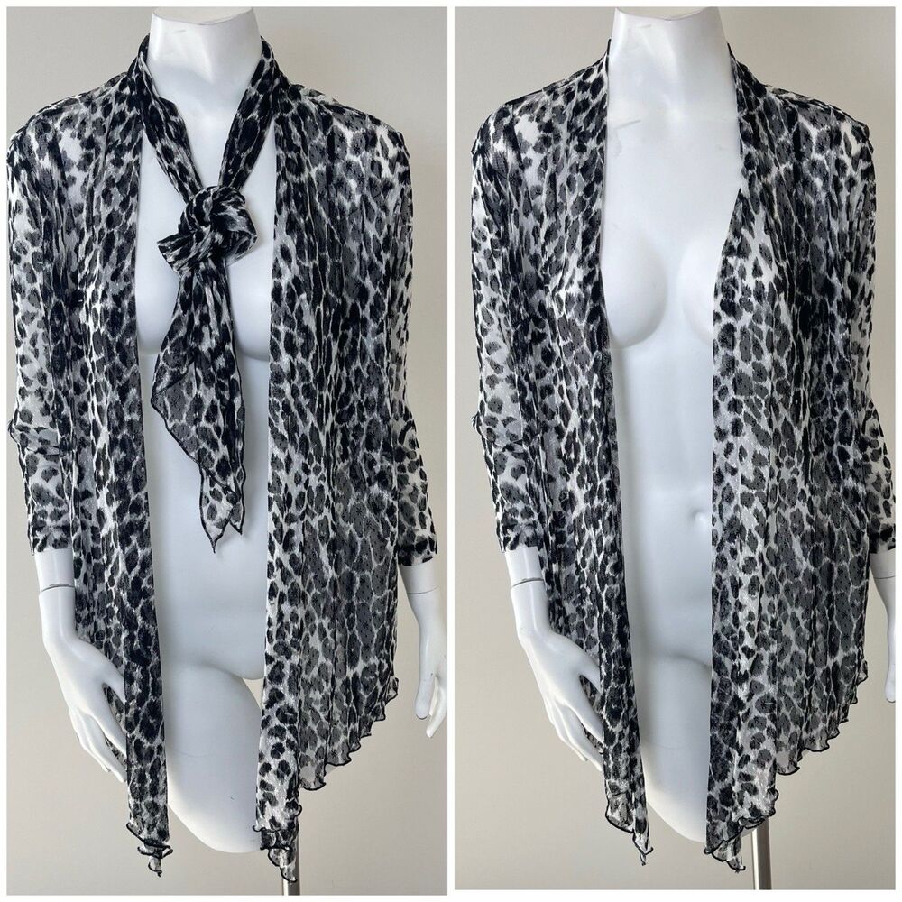 Cheryl Nash Sheer‎ Mesh Cardigan Top & Scarf Set M WhimsiGoth Romantic Y2K